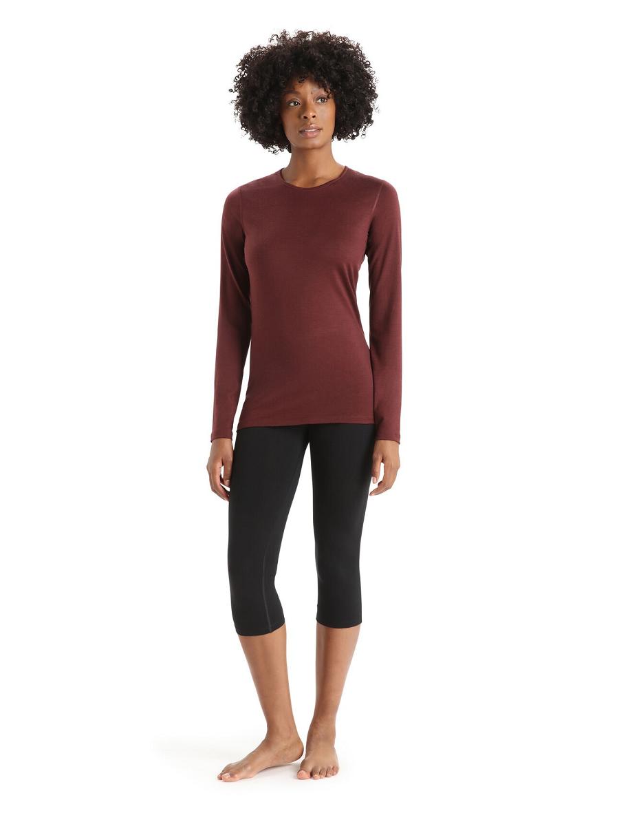 Black Women's Icebreaker Merino 200 Oasis 3/4 Thermal Leggings Base Layers | USA 1872VRWD